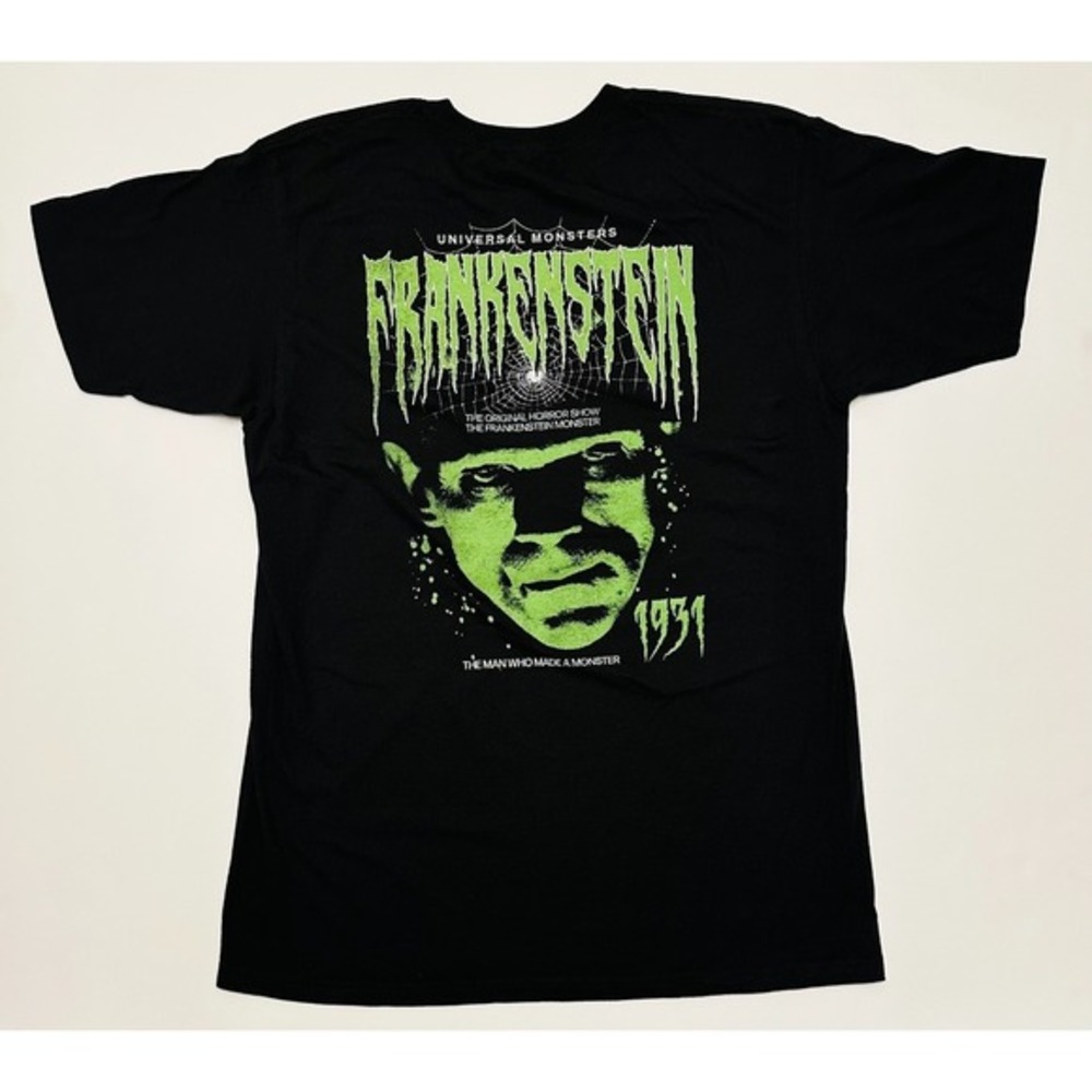 Universal Monsters 1931 Frankenstein‎ Green Graphic Print Mens Black L Shirt New